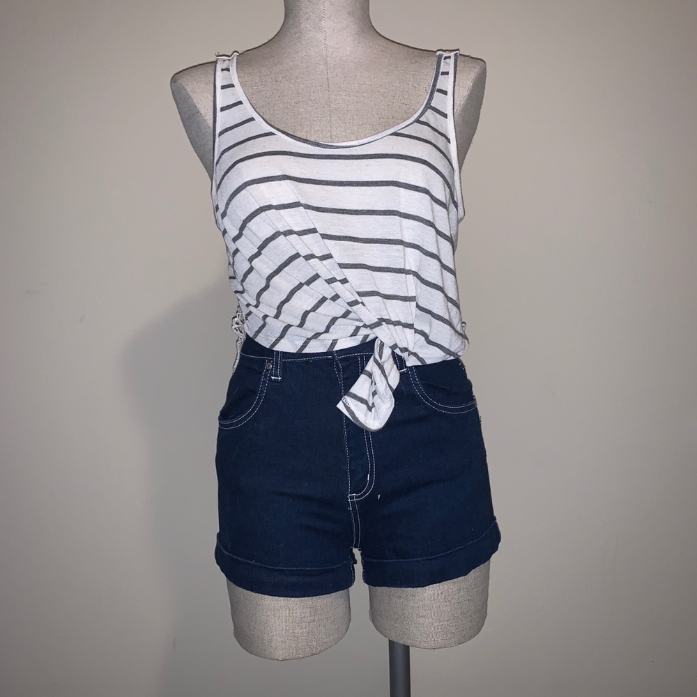 Striped Crop top with Lace back!!